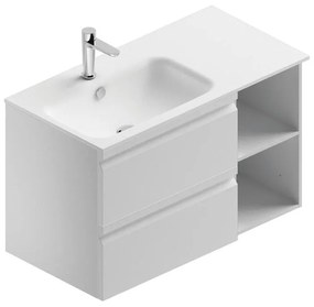 Mobile sottolavabo e lavabo Pull per vasca a sinistra bianco opaco in mdf L 90 x H 56 x P 46 cm 2 cassetti