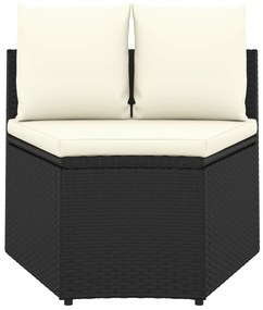 Set Divani da Giardino 5 pz con Cuscini in Polyrattan Nero