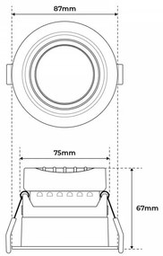 Faro LED da Incasso 12W, Orientabile Foro Ø75mm, CRI92 Bianco CCT UGR11 Colore Bianco Variabile CCT