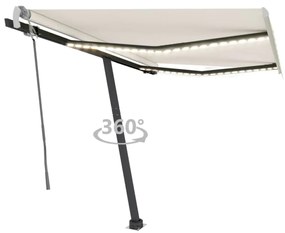 Tenda Da Sole Retrattile Manuale Con Led 300x250 Cm Crema /