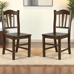 Sedia in legno massello con seduta legno Noce SILVANA set da 2