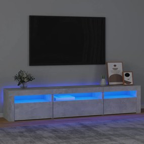 Mobile porta tv con luci led grigio cemento 195x35x40 cm