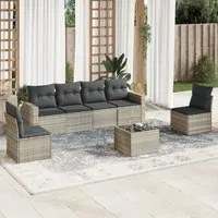 Set Divani da Giardino 7pz con Cuscini Grigio Chiaro Polyrattan 3218812