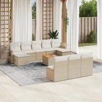 Set Divani da Giardino 11 pz con Cuscini Beige in Polyrattan 3224770