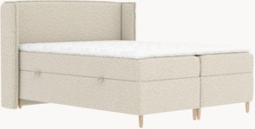 Letto boxspring in bouclé fatto a mano con contenitore Segni