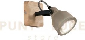 Applique a parete kisa grigia e legno 1 luce attacco gu10 10x15,9x1...