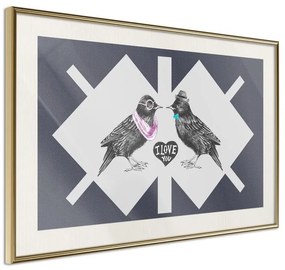 Poster  Bird Love  Cornice Quadri Cornice d'oro con passe-partout, Larghezza x Altezza Home decor 30x20