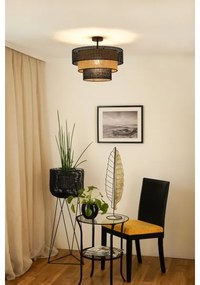 Brilagi - Lampadario DAKOTA LUNETA 1xE27/15W/230V Ø45 cm nero/rattan