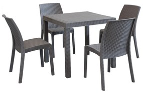 CALIGOLA - set tavolo in resina effetto rattan cm 80 x 80 x 74 h con 4 sedie Alma
