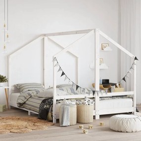 Giroletto per bambini bianco 2x(80x200) cm legno massello pino