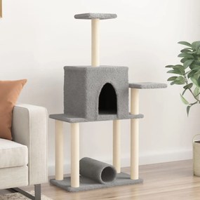 Albero per gatti con tiragraffi in sisal grigio chiaro 122 cm