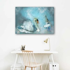 Quadro su tela, Cigno Ballerina Turchese  Dimensioni 60x40