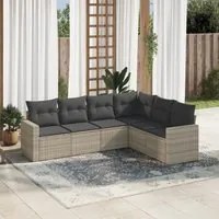 Set Divano da Giardino 6pz con Cuscini Grigio Chiaro Polyrattan 3219002