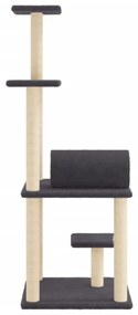 Albero per Gatti con Tiragraffi in Sisal Grigio Scuro 136 cm