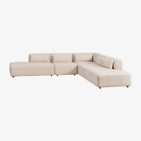 Divano Modulare Angolare Fogler In 5 Pezzi Con Doppia Chaise Lounge Ciniglia Crema Beige - Sklum