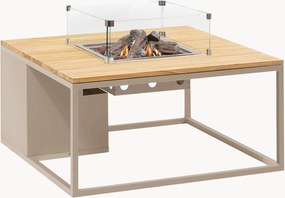 Tavolino da caffè da esterno Cosiloft con braciere e piano in legno di teak