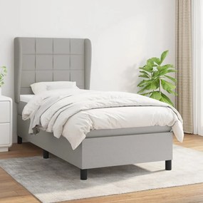 Giroletto A Molle Con Materasso Grigio Chiaro 90x200 Cm Tessuto /