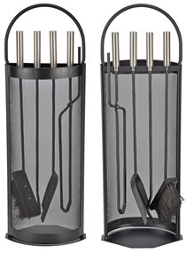 Set Di Attrezzi Per Camino 5 Pz Nero 23x14,5x66 Cm /