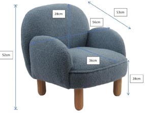 Poltrona per bambini blu con rivestimento in bouclé Rocky – Vipack