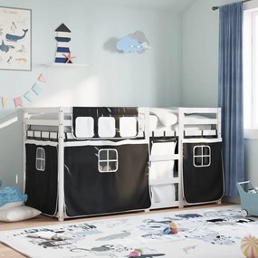 Letto A Castello Senza Materasso Bianco E Nero 90x200cm İn Pino /