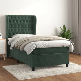 Giroletto A Molle Con Materasso Verde Scuro 100x200 Cm Velluto /