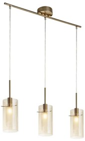 Searchlight 3303-3CP - Lampadario a sospensione con filo DUO 3xE14/60W/230V ottone