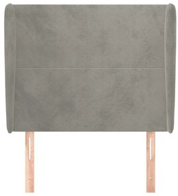 Testiera ad orecchio grigio chiaro 83x23x118/128 cm in velluto