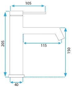 REA-B5316 - Miscelatore per lavabo FOSS 20,5 cm, oro spazzolato