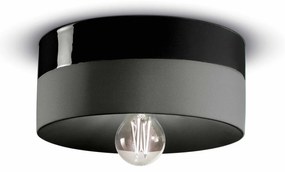 Plafoniera Media Vintage Decò Pi Ceramica Nero Carbone 1 Luce E27