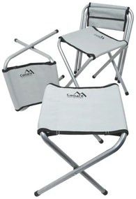 Tavolo da campeggio pieghevole + 4x sedia bianco/cromo