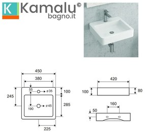 Kamalu - lavandino piccolo bagno 45cm litos-540