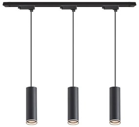 Lampadario a sospensione con cavo per sistema a binario PIPE 3xGU10/10W/230V nero