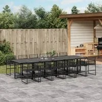 Set da Pranzo da Giardino 13pz Nero in Polyrattan 3295052