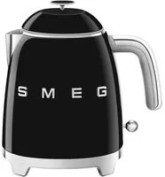 Smeg, bollitore elettrico piccolo klf05bleu 0,8 l, filtro acciaio inox, autospegnimento di sicurezza, indicatore livello acqua, base antiscivolo e avvolgicavo integrato, potenza 1400w, nero