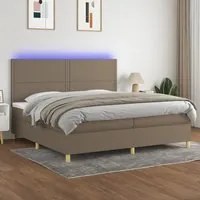 Letto a Molle Materasso e LED tortora 200x200cm in Tessuto cod mxl 33660