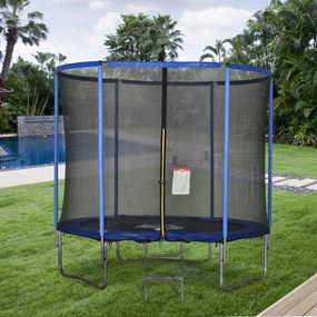 Trampolino Tappeto Elastico Ø244x240 cm con Rete e Bordo Imbottito Blu e Nero...