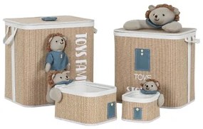 Cesto per i Panni Sporchi Home ESPRIT Verde Naturale Per bambini 44 x 44 x 45 cm 4 Pezzi