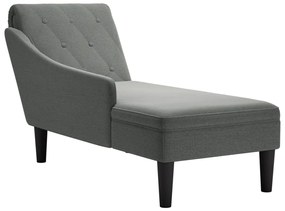 Sdraio Con Cuscino E Bracciolo Destro İn Tessuto Grigio Scuro /
