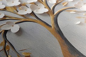 Quadro su tela – Albero dorato con fiori