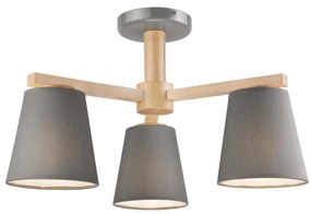 Plafoniera ELLIE 3xE27/60W/230V grigio/rovere