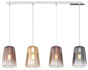 Sospensione Contemporanea Rett. Shaded Metallo Cromo Vetro Multicolor 4 Luci E27