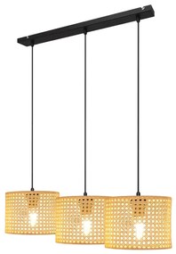 Lampadario a sospensione con filo ALBA 3xE27/15W/230V rattan/nero