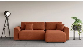 Divano angolare color mattone allungabile (con composizione variabile) Lorine – Ropez