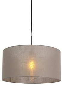 Lampada a sospensione rustica nera con paralume color tortora 50 cm - Combi 1