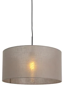 Lampada a sospensione rustica nera con paralume color tortora 50 cm - Combi 1