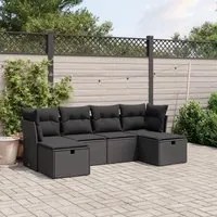 Set Divano da Giardino 6 pz con Cuscini Nero in Polyrattancod mxl 113680