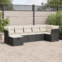 Set Divani da Giardino con Cuscini 7pz Nero Polyrattan 3325302