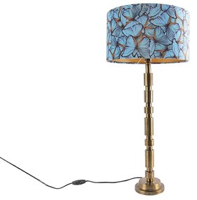 Lampada da tavolo Art Déco bronzo 35 cm con paralume a forma di farfalla - Torre