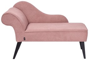 Chaise longue tessuto rosa sinistra BIARRITZ Beliani