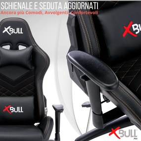Sedia Gaming X-BULL con Poggiapiedi da Ufficio Computer Reclinabile con Supporto Lombare NERO